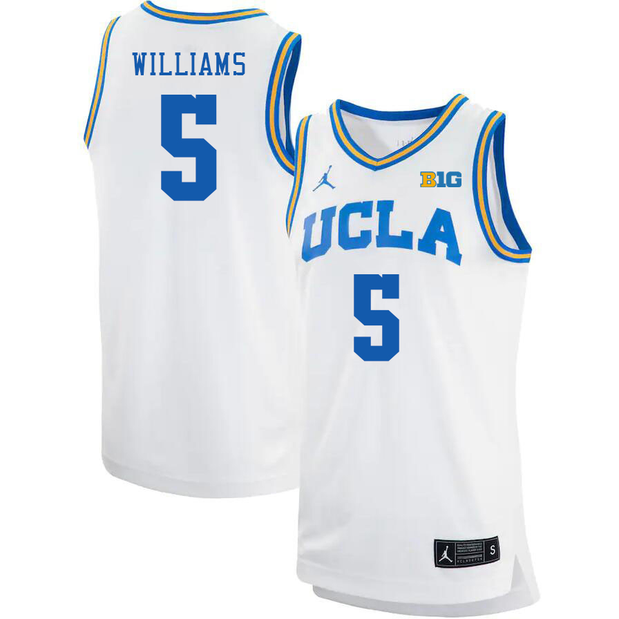 UCLA Bruins #5 Brandon Williams Big 10 Conference College Basketball Jerseys Stitched Sale-White